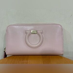 Salvatore Ferragamo Leather Continental Wallet, Pre-owned, Desert Rose Pink